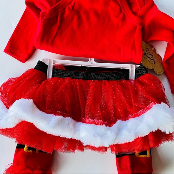 Baby Essentials | 4 Piece Santa Tutu Leg Warmer Bow Outfit NWT 3 Months - Picture 5 of 8